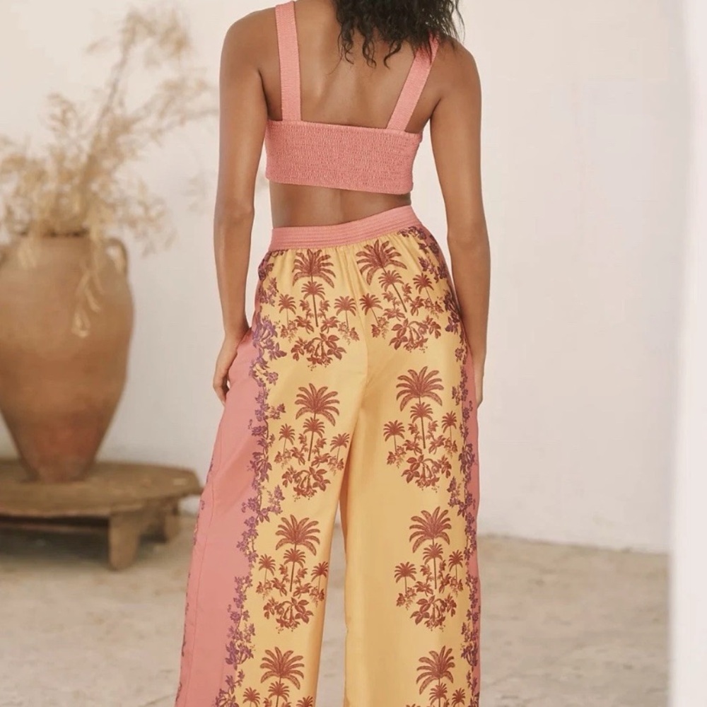 Celandine Anthropologie Beach Club 2 piece outfit set pants crop top medium New - Picture 4 of 7